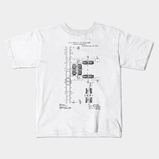 Railway Telegraph Vintage Patent Hand Drawing Kids T-Shirt